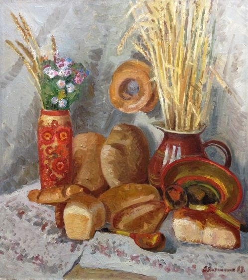«Натюрморт с хлебами» 1987 - Потапенко Андрей Ильич