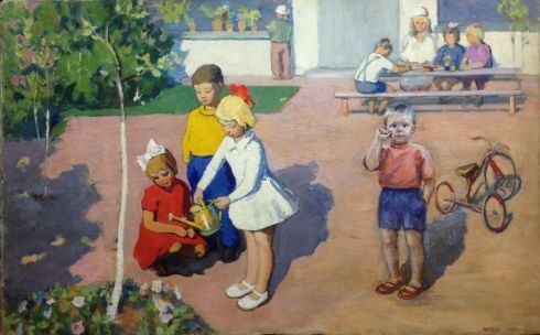 «Поливаем саженцы» 1960 е - Межерицкий Леонид Яковлевич