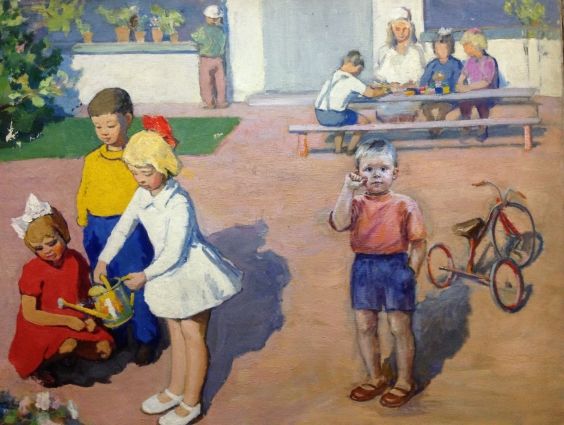 «Поливаем саженцы»-Межерицкий Леонид Яковлевич