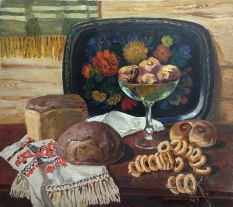 “Still Life with Bread” 1980 е - Фоменок Станислав Федорович