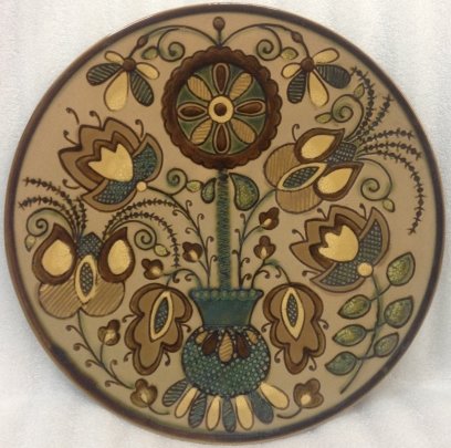 Декоративная тарелка «Цветочный орнамент Вазон» ЛКСФ 1960 е - Декоративная тарелка «Цветочный орнамент Вазон» ЛКСФ