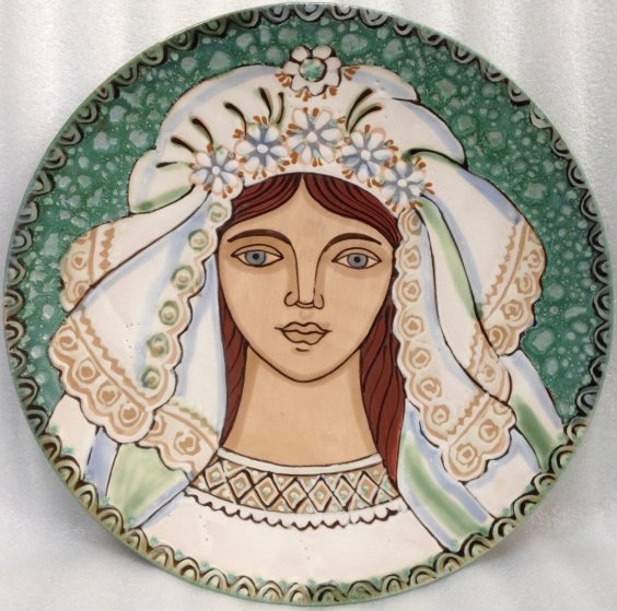 Декоративная тарелка «Невеста» ЛКСФ 1960 е - Декоративная тарелка «Невеста» ЛКСФ