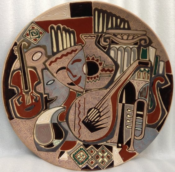 Декоративная тарелка «Театр, Искусство и Культура» ЛКСФ 1970 е - Флинта Зиновий Петрович