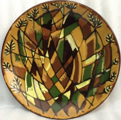 Декоративная тарелка «Лесной узор» ЛКСФ 1970 е - Декоративная тарелка «Лесной узор» ЛКСФ
