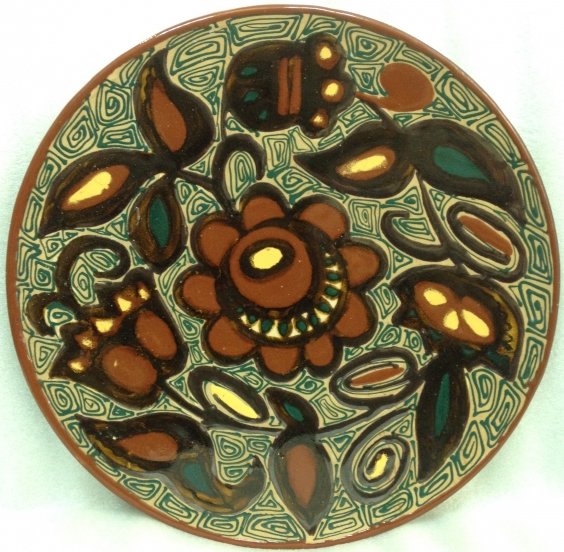 Декоративная тарелка «Орнамент с тюльпанами» ЛКСФ 1970 е - Декоративная тарелка «Орнамент с тюльпанами» ЛКСФ