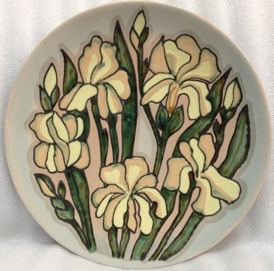ЛКСФ Декоративная тарелка «Ирисы» 1970 е - ЛКСФ Декоративная тарелка «Ирисы»