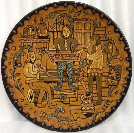 ЛКСФ Декоративная тарелка «Музыканты» 1960 е - Кичула Григорий Федорович