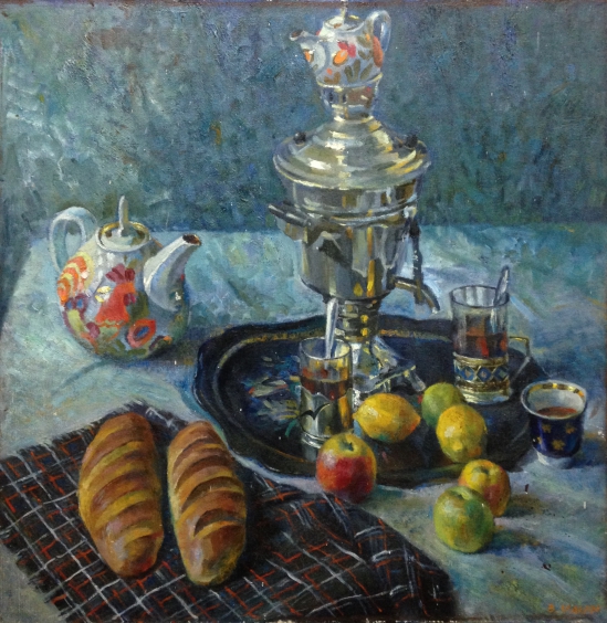 «Натюрморт с самоваром и Хлебами» 1970 е - Маклок Виктор Иванович