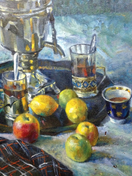 «Натюрморт с самоваром и Хлебами»-Маклок Виктор Иванович