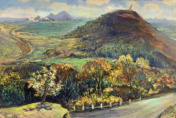Пейзаж «Красный обелиск» 1973 - Малахова (Орлова) Екатерина Львовна