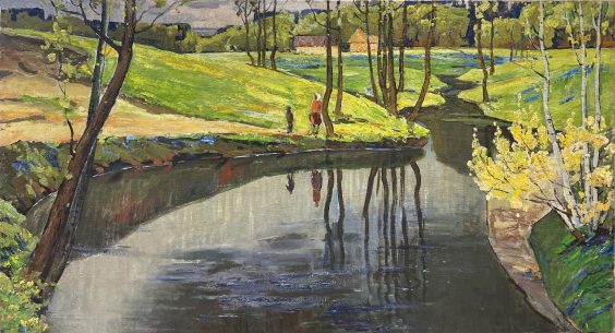 Пейзаж «Весна на окраине села» 1960 е гг. - Жуган Владимир Александрович