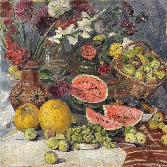 Натюрморт «Фрукты и цветы» 1974 - Потапенко Андрей Ильич