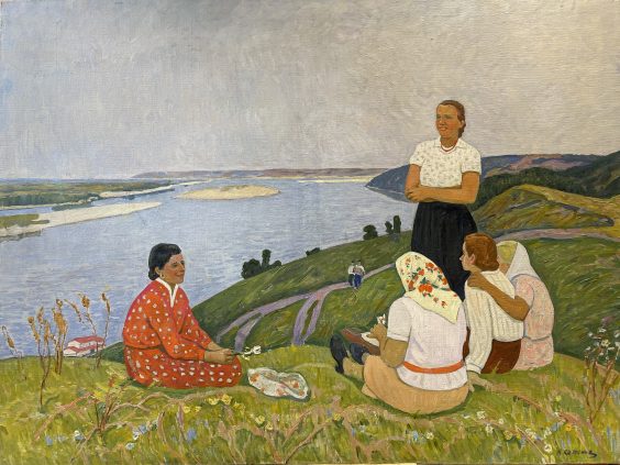 Сюжетно-тематическая картина «На реке» 1972 - Колесник Владимир Артемьевич